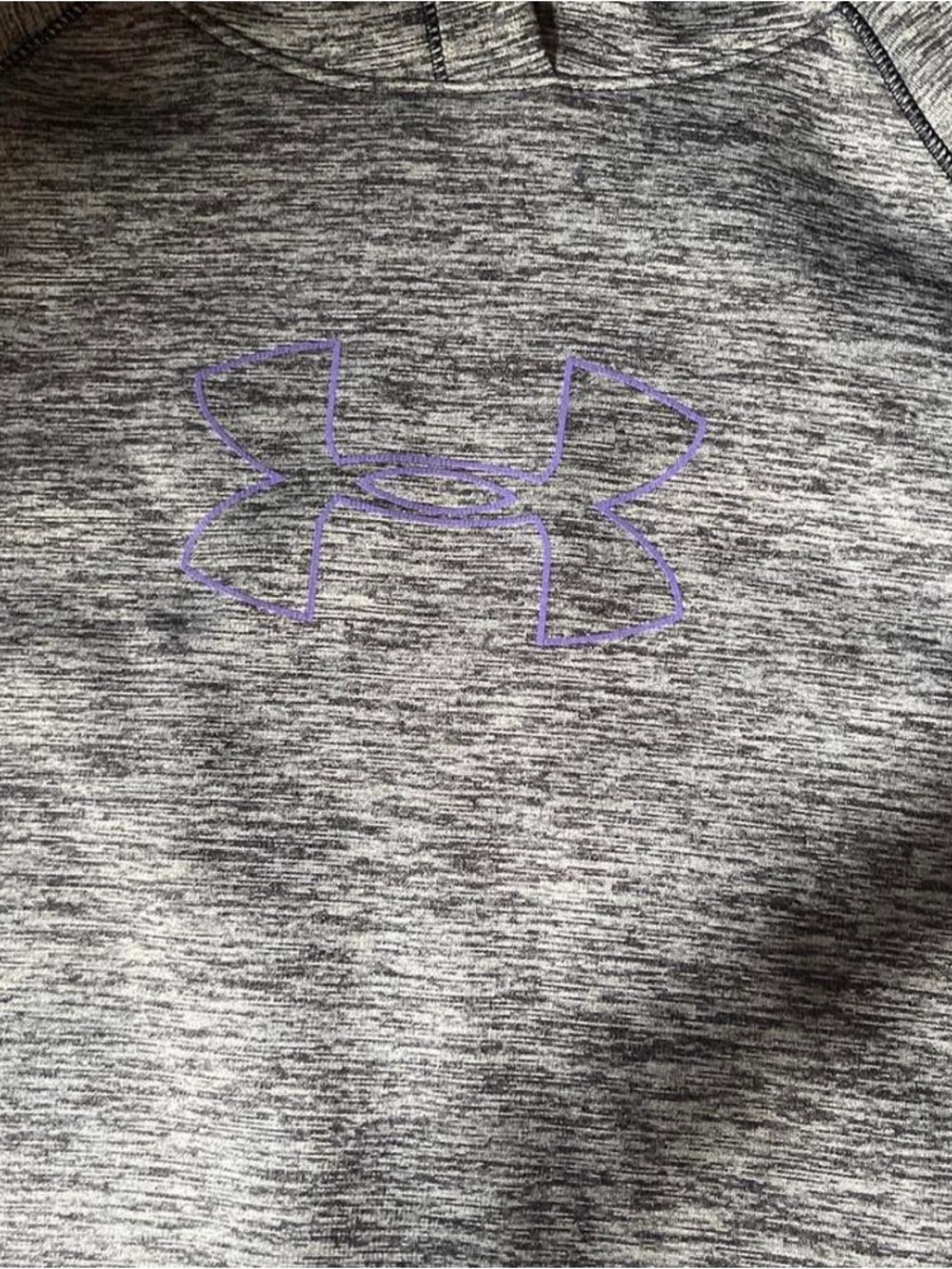 Under Armour Heather Gray Hoodie with Purple Logo